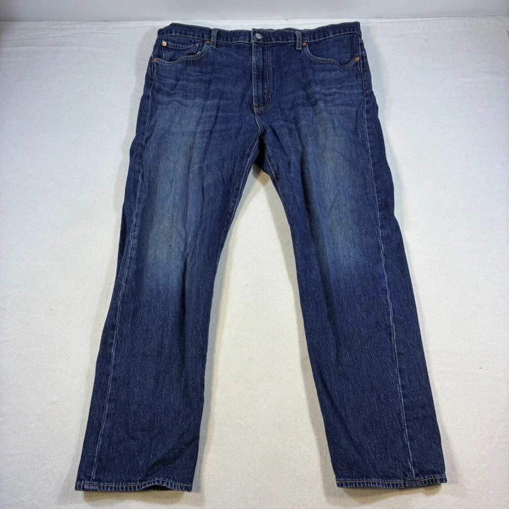Levis Premium 505 Regular Fit Blue Jeans Mens 40x30 Dark Wash Straight Leg Denim